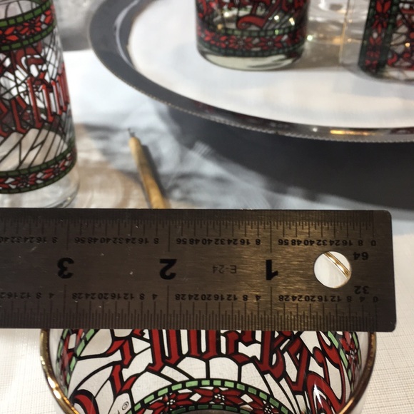 Vintage Houze Christmas stained glass tumblers Seasons Greetings (set 4) - Picture 8 of 9